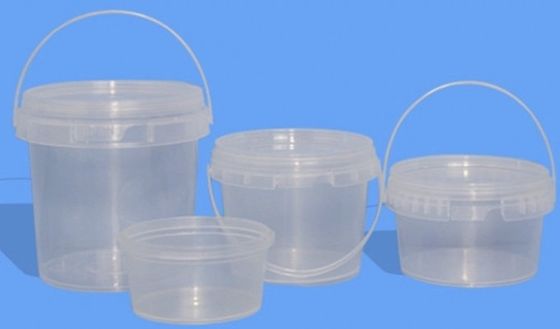 5l secchi di plastica trasparenti con coperchio con decorazione per il trasferimento termico
